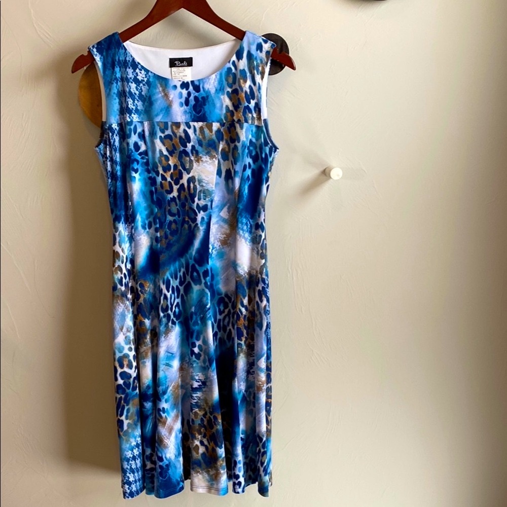 Blue and Brown Animal Print Dress